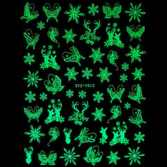 Butterfly and Snowflake Glow in the Dark Sticker | Christmas Deco Sticker | Resin Inclusions | Nail Art Supplies