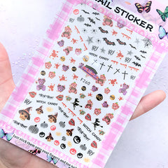 Creepy Cute Halloween Sticker for Nail Decoration | Kawaii Goth Embellishments for Resin Craft | Nail Art Supplies