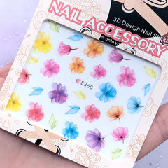 Colorful Floral Sticker in Watercolor Style | Flower Embellishments for Nail Art | Resin Inclusions