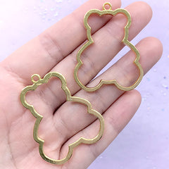 Large Bear Open Frame for UV Resin Filling | Animal Open Bezel Charm for Resin Jewelry Making (2 pcs / Gold / 34mm x 43mm)