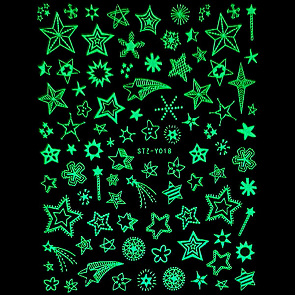 Glow in the Dark Star Stickers | Kawaii Nail Art Sticker | Resin Inclusion | Planner Deco Stickers