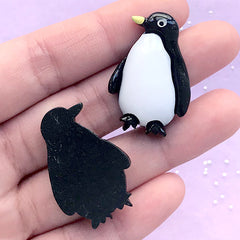 Penguin Cabochons | Kawaii Animal Embellishment | Phone Case Decoration | Resin Decoden Pieces | Hair Bow Center (2 pcs / 21mm x 32mm)