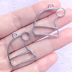 CLEARANCE Santa Hat Open Bezel Charm | Christmas Hat Deco Frame for UV Resin Filling | Christmas Jewellery Making (2 pcs / Silver / 27mm x 29mm)