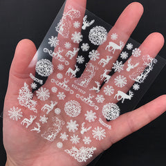 Glow in the Dark Christmas Stickers | Reindeer Snowflake Sticker | Resin Deco Sticker | Holiday Nail Design