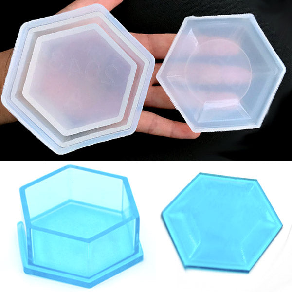 Resin Silicone Mold Big Heart Hexagon Round Square Rectangle Resin