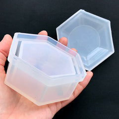 Hexagon Trinket Box Silicone Mold | Resin Container Making | Epoxy Resin Mould | Kawaii Craft Supplies (85mm x 75mm)