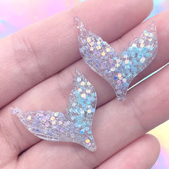 Galaxy Gradient Mermaid Tail Cabochon | Magical Fish Tail Embellishment | Kawaii Decoden Supplies (2 pcs / 25mm x 27mm)