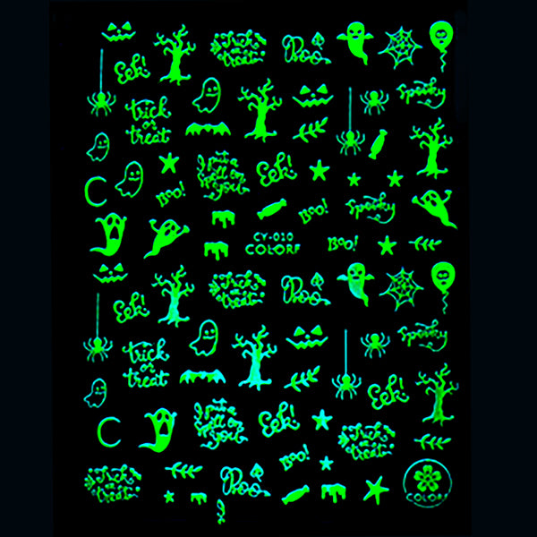 Halloween Glow in the Dark Stickers | Ghost Bat Spider Trick or Treat Sticker | Embellishments for Resin Craft | Nail Art Stickers