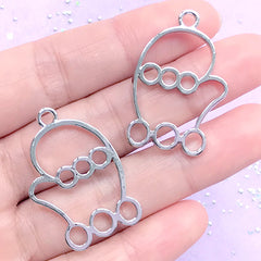 CLEARANCE Christmas Glove Open Backed Bezel Charm | Kawaii Christmas Deco Frame for UV Resin Filling (2 pcs / Silver / 22mm x 33mm)