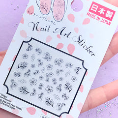 Cherry Blossom Drawing Stickers for Nail Art | Sakura Embellishments for Resin Crafts | Floral Nail Decorations