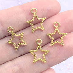 Beaded Star Open Bezel Charm | Cute Deco Frame for UV Resin Filling | Kawaii Resin Jewellery Supplies (4 pcs / Gold / 12mm x 15mm)