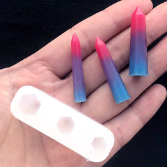 Pointed Crystal Silicone Mold (3 Cavity) | Quartz Crystal Point Mold | Long Crystal Bar Mold | Resin Pendant DIY | UV Resin Jewelry Supplies