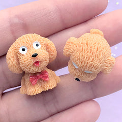 CLEARANCE Poodle Decoden Cabochons | 3D Dog Embellishments | Pet Decoden Pieces | Kawaii Animal Jewellery DIY (2 pcs / Light Brown / 21mm x 24mm)