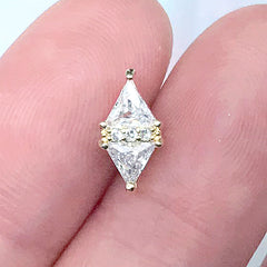 Rhombic Rhinestone Nail Charm | Luxury Nail Art | Sparkle Resin Inclusion (1 piece / Gold / 6mm x 11mm)