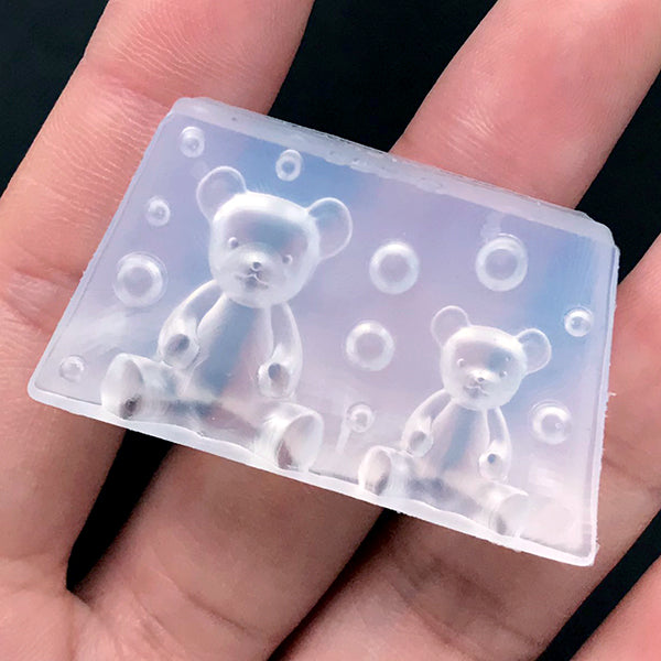 3D Bear Silicone Mold (2 Cavity), Miniature Dollhouse Bear Toy Mold, MiniatureSweet, Kawaii Resin Crafts, Decoden Cabochons Supplies