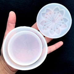 Sakura Trinket Box Silicone Mold | Cherry Blossom Flower Box Mold | Round Container Mold | Kawaii Resin Craft Supplies (80mm x 25mm)