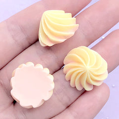 Kawaii Deco Whip Cream Decoden Cabochons | Faux Icing Embellishments | Fake Food Jewelry Supplies (3 pcs / Yellow / 20mm x 13mm)