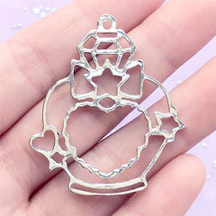 Eau de Parfum Open Bezel | Perfume Bottle Charm | Kawaii Deco Frame for UV Resin Filling | Cute Jewellery Supplies (1 piece / Silver / 37mm x 44mm)