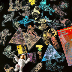 Magical Astronaut Cosmic Roaming Stickers | Holographic Space Travel Sticker | Holo Embellishment for Scrapbooking | Resin Filler (45 pcs)