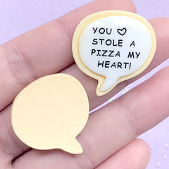 You Stole A Pizza My Heart Sugar Cookie Cabochons | Miniature Food Decoden Phone Case | Valentine's Day Embellishments (2 pcs / 26mm x 27mm)