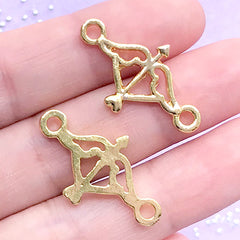 Arrow and Bow Connector Charm | Open Bezel for UV Resin Craft | Valentine's Day Wedding Jewelry DIY (4 pcs / Gold / 16mm x 28mm)