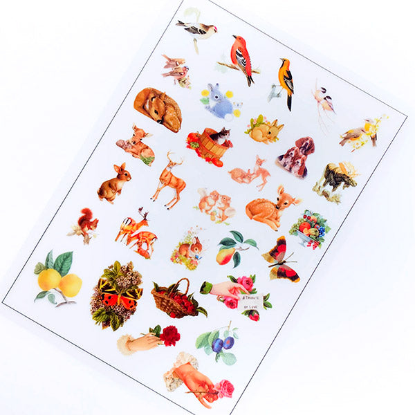 Retro Animal Drawing Clear Film Sheet | Resin Jewelry Supplies | Bird Rabbit Deer Butterfly Embellishments | Resin Inclusions