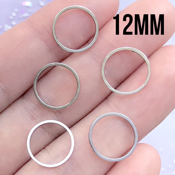 Small Round Open Frame for UV Resin Jewelry DIY | Circle Deco Frame | Hollow Geometric Frame (5 pcs / Silver / 12mm)