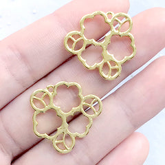 Plum Flower Open Bezel | Plum Blossom Charm | Prunus Mume Pendant | Floral Deco Frame for UV Resin Filling (2 pcs / Gold / 23mm x 21mm)