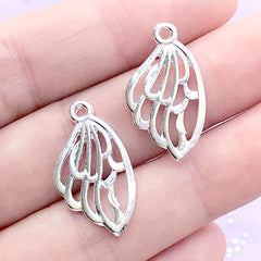 Butterfly Wing Open Bezel Charm for UV Resin Filling | Kawaii Resin Jewelry Supplies (2 pcs / Silver / 13mm x 23mm / 2 Sided)