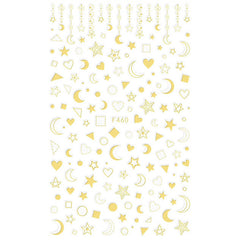 Moon Star Heart Geometry Nail Art Stickers | Gold Foiled Sticker | Magical Girl Embellishments for Resin Craft
