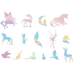 Holographic Unicorn and Kitty Stickers | Mirage Island Sticker | Holo Embellishments for Planner Decoration (45 pcs)
