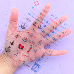 Nautical Sign Clear Film Sheet for Resin Craft | Sailboat Ship Wheel Anchor Embellishment | Filling Materials for Resin Art