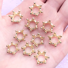 3D Crown Charms | Kawaii Cabochons | Metal Embellishments | Resin Jewelry Supplies (10pcs / Gold / 14mm x 6mm)