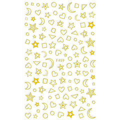 Gold Foiled Star Moon Heart Stickers | Gold Foil Embellishments for Resin Art | Kawaii Nail Deco