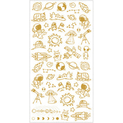 Space Travel Stickers with Gold Foil | Astronaut Rocket Planet Alien Astronomy Sticker | Embellishments for Resin Craft | Home Decor