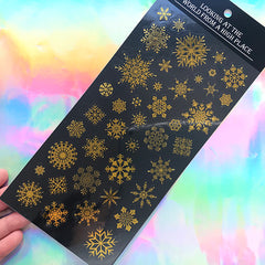 Golden Snowflake Stickers | Clear PVC Sticker with Gold Foil | Resin Filler | Home Decoration