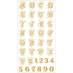 Filigree Alphabet and Number Stickers with Gold Foil | Decorative Letters Sticker | Embellishments for Resin Art | Resin Inclusion