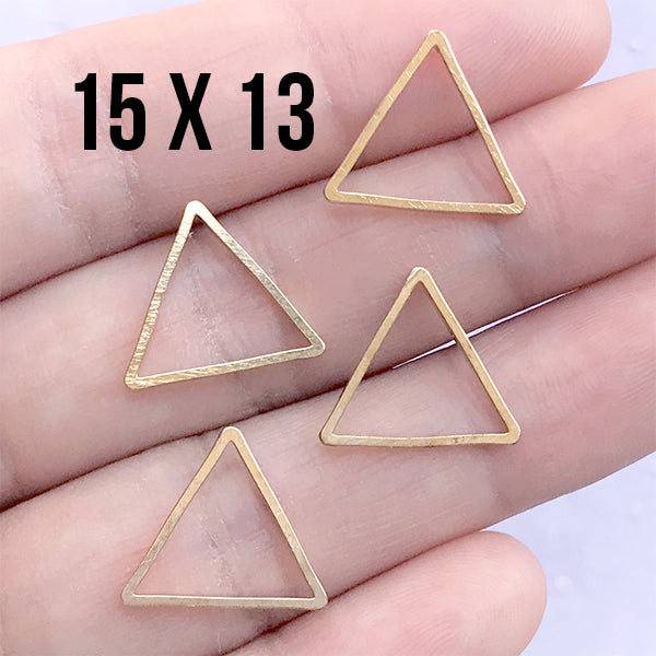 Small Triangle Deco Frame | Geometric Open Frame for UV Resin Filling | Geometry Jewelry Supplies (4 pcs / Gold / 15mm x 13mm)