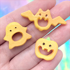 Assorted Halloween Cookie Cabochons | Fake Biscuit Embellishments | Kawaii Decoden Resin Flatbacks (3 pcs)