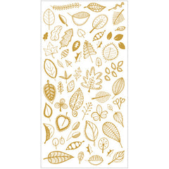 Gold Foiled Leaf Stickers | Clear PVC Sticker | Floral Embellishments for Resin Art | Scrapbook Supplies