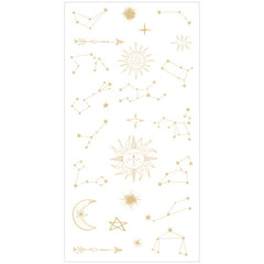 Constellation Stickers with Gold Foil | Sun Moon Star Astrology Sticker | Resin Inclusions | Scrapbooking DIY