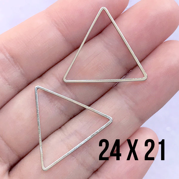 CLEARANCE Geometric Open Frame for UV Resin Filling | Triangle Deco Frame | Geometry Jewellery Making (2 pcs / Silver / 24mm x 21mm)