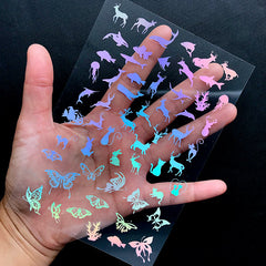Holographic Animal Clear Film Sheet for UV Resin Art | Deer Fish Butterfly Embellishments | Magical Resin Inclusions