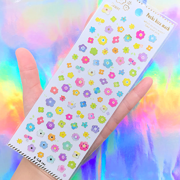Flower Deco Stickers | Floral PVC Sticker | Planner Decoration | Embellishments for Scrapbooking | Card Making