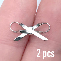 Metal Ribbon Embellishments | 3D Nail Charm | Resin Inclusions | Resin Art Supplies (2 pcs / Silver / 15mm x 8mm)