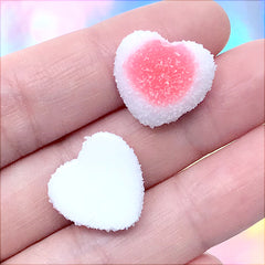 Fake Sugar Candy Cabochons | Faux Heart Shaped Gummy Candies | Decoden Sweets | Kawaii Jewellery Supplies (4 pcs / Red / 17mm x 16mm)