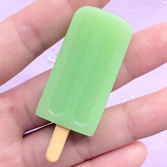 Popsicle Decoden Cabochon in 3D | Kawaii Sweet Deco | Miniature Ice Pop | Fake Dessert Jewelry Making (1 piece / Green Lime / 23mm x 58mm)