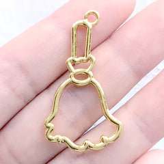 Broomstick Open Bezel | Witch Broom Charm | Halloween Deco Frame for UV Resin Jewellery Making (1 piece / Gold / 21mm x 39mm)