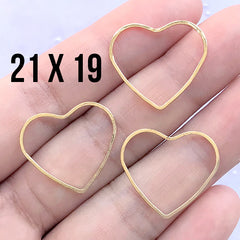 Heart Open Frame for UV Resin Jewellery DIY | Heart Deco Frame | Valentine's Day Supplies (3 pcs / Gold / 21mm x 19mm)