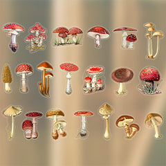Mushroom Stickers | Old Time Garden Deco Stickers | Fairytale Embellishments for Scrapbook | Planner Decoration (20 Designs / 40 pcs)
